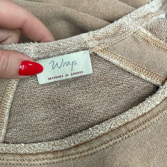 Wrap London Tan Hemp Cotton Tunic Sweatshirt Zip Hem Size 8 Medium Casual Boho - Picture 3 of 11